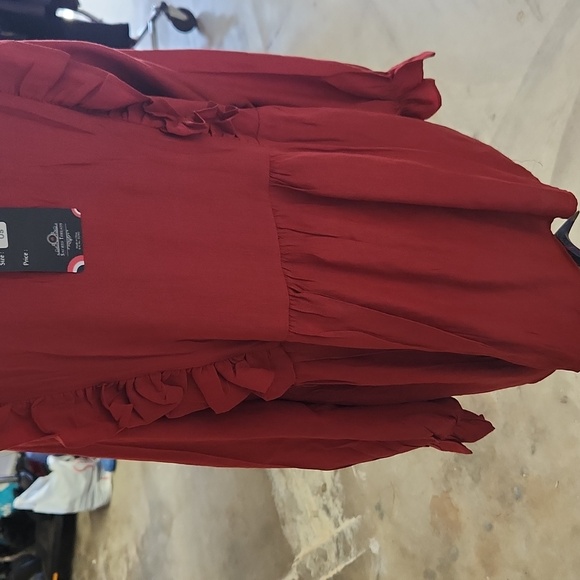 NWT Sacred Threads Rust color ruffled, slip over, blouse or tunic one size - Picture 7 of 7